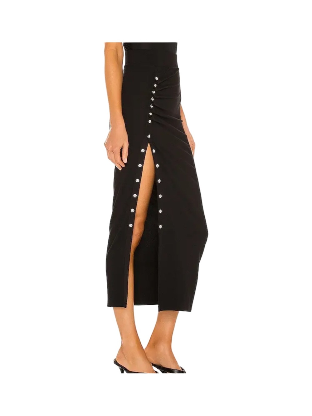 AllSaints Hatti Black Snap Button Slit Midi Skirt Size 4